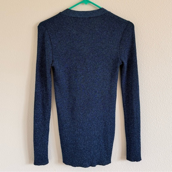 Vintage 1970s Cardigan Set Metallic Knit Lurex Blue Green Silver EUC Renée Tener - Picture 7 of 9